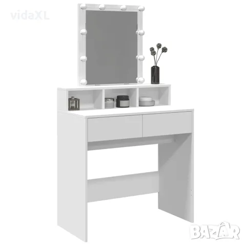vidaXL Тоалетка с LED, бяла, 80x41x144,5 см, снимка 4 - Тоалетки - 56148137