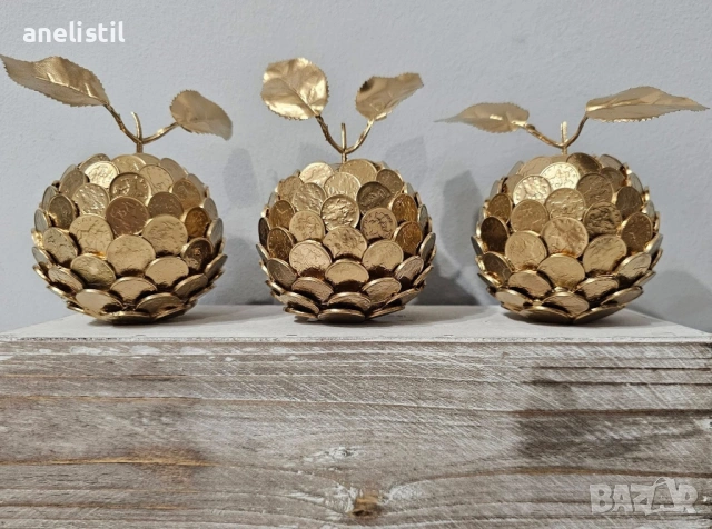 🍎✨ ЛИМИТИРАНА СЕРИЯ – Декоративна златна ябълка от български стотинки ✨🍎