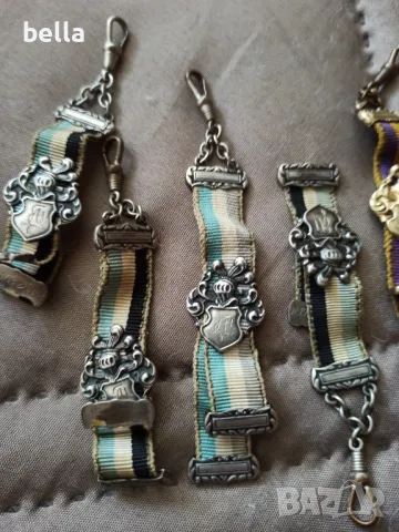 Стари водачи 5 бр. ленти със сребърни елементи от ордени за братство,членство ,за студенти или др , снимка 4 - Антикварни и старинни предмети - 50434200