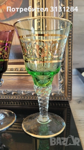 Антикварни цветни чаши Murano Италия, снимка 5 - Антикварни и старинни предмети - 51803894