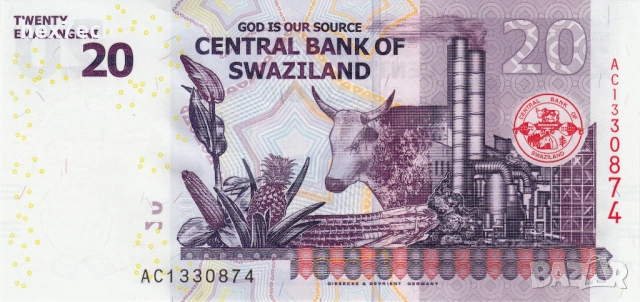 ❤️ ⭐ Свазиленд 2017 20 емалангени UNC нова ⭐ ❤️, снимка 3 - Нумизматика и бонистика - 53753879