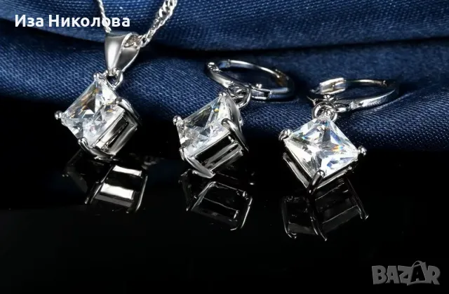 Сребърни комплекти обици и колие, снимка 8 - Бижутерийни комплекти - 50316676