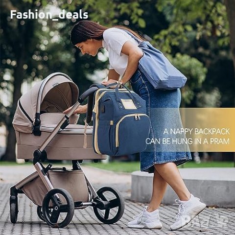 Нова удобна чанта за пелени Раница за детска количка с термо джобове Синя, снимка 4 - Други - 42002732