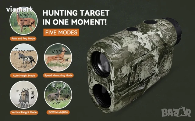 Лазерен далекомер за лов MiLESEEY PF2E, обхват до 600 м, 6x увеличение, снимка 6 - Оборудване и аксесоари за оръжия - 50609432