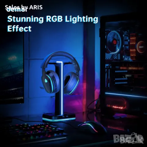 Безжични слушалки Gvyugke за игри, 2,4 GHz, черно синьо, снимка 7 - Bluetooth слушалки - 49825681