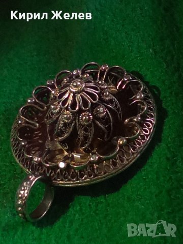 19 ВЕК ФИЛИГРАНЕН СРЕБЪРЕН МЕДАЛЬОН ВИСОКА ПРОБА СРЕБРО с ГРАНУЛАЦИЯ СТАРИННО ГРАДСКО БИЖУ 22216, снимка 2 - Антикварни и старинни предмети - 33046559