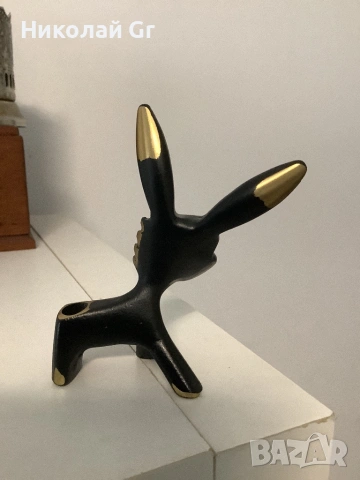 Декоративно магаре Walter Bosse Вена 1950 години бронз патиниран височина 8’5см стойка за химикалки, снимка 2 - Декорация за дома - 53558047