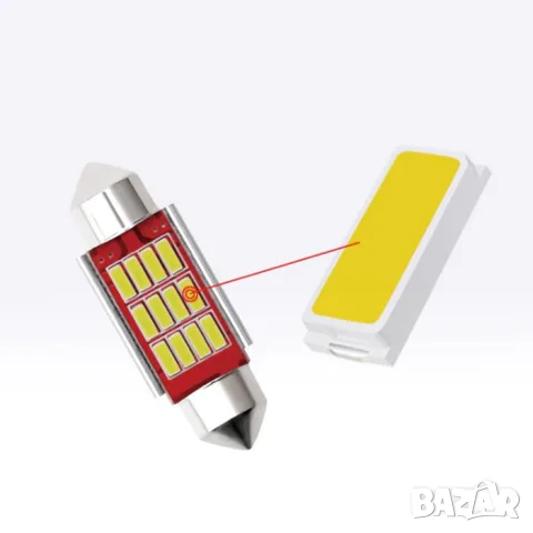 LED крушки 12V 6000K 12 SMD 2 броя, снимка 3 - Аксесоари и консумативи - 55865023