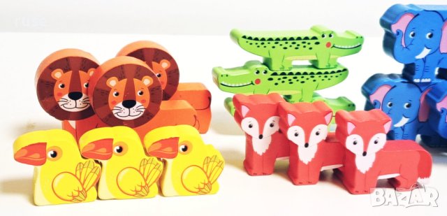НОВИ! Дървена игра пирамида баланс с животни 18 броя 19 части, снимка 6 - Образователни игри - 40250981