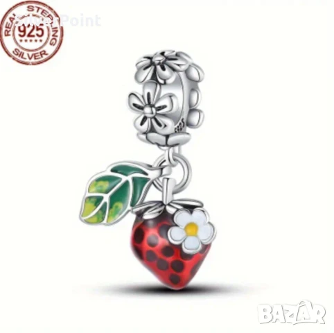 Сребърен талисман Ягода за Пандора 
