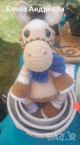 Ръчно плетена детска играчка сладко магаренце, снимка 2 - Други - 51261833