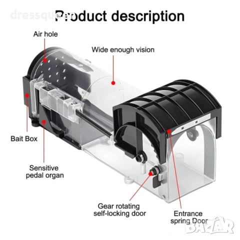 4681Професионален Тунелен Капан за Мишки Бързо Зареждане и Скрита Зона за Стръв, снимка 3 - Други стоки за дома - 53823757
