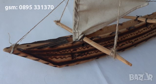 Дървена лодка с платна за декорация, морски декор, модел, макет, снимка 5 - Други - 40920601