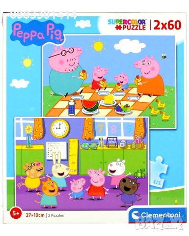 Пъзел Пепа Пиг Clementoni SuperColor Peppa Pig 2 в 1 - 2 пъзела по 60 части , снимка 4 - Игри и пъзели - 41601539