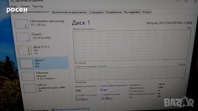 SSD Skhynix 256 NVMe 98% 3x4 2280, снимка 11 - Твърди дискове - 53404744