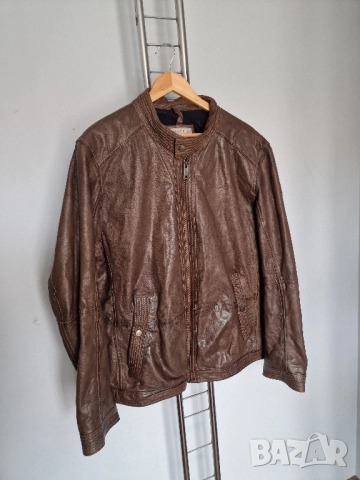 Страхотно мъжко кожено яке естествена кожа ANGELO LITRICO размер 3XL, снимка 2 - Якета - 52290541