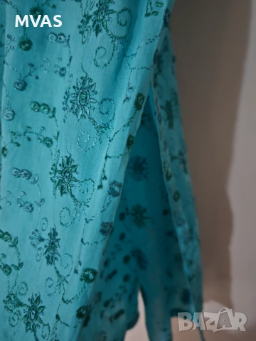 Нова дамска ленена синя туника с бродерия S размер, снимка 3 - Туники - 51619329