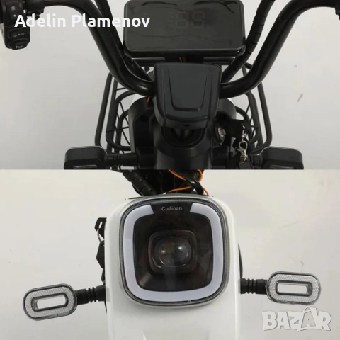 Електрически велосипед motor9 48V12AH – Максимална скорост 45 км/ч, 500W мотор, вакуумни гуми, бял/ч, снимка 7 - Велосипеди - 53734961