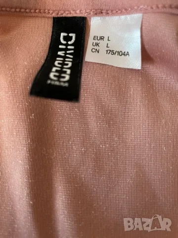 H&M Divided Къса еластична рокля от розов плюш, L размер, снимка 4 - Рокли - 47370141