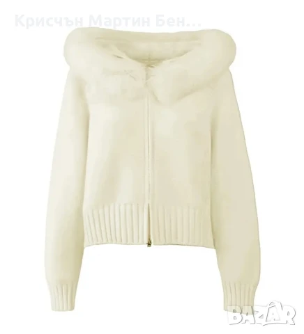 Дамски Пуловер с качулка с пух, снимка 5 - Жилетки - 51039186