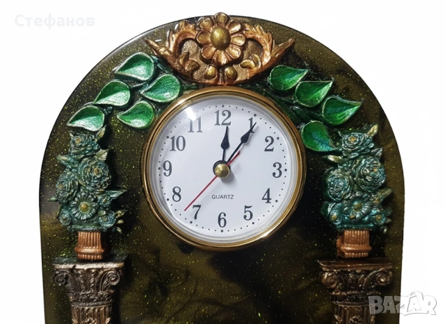 Арт часовник "Антична градина", уникат от смола., снимка 4 - Други - 53251934
