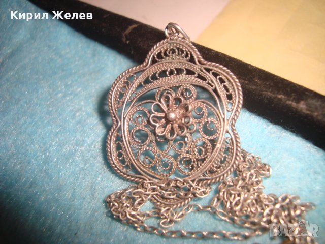 19 ВЕК СТАРИНЕН ФИЛИГРАНЕН СРЕБЪРЕН МЕДАЛЬОН и ВЕРИЖКА СРЕБРО 950 ФИНА РЪЧНА МАЙСТОРСКА РАБОТА 25884, снимка 10 - Антикварни и старинни предмети - 34852175