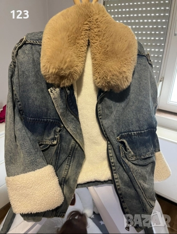 Зимно дънково яке с пух