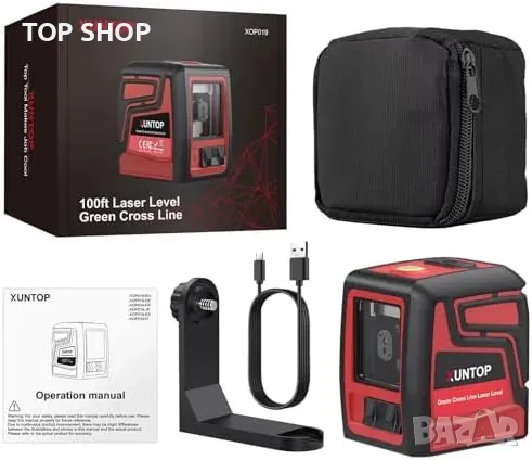 Нов Самонивелиращ се лазерен нивелир 100 фута с Type-C зареждане, зелен, снимка 9 - Гедорета - 49589207