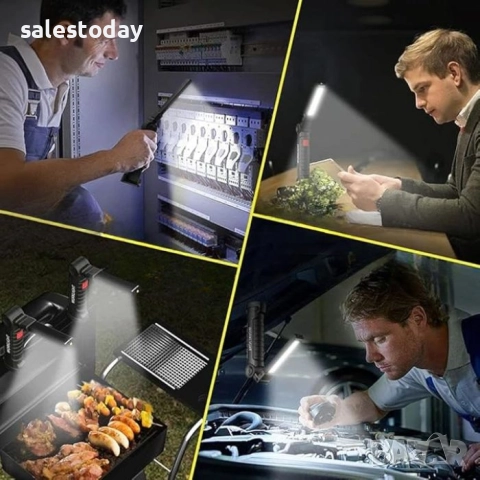 Работна Лампа за дома, килера или автомобила, Сгъваем фенер, снимка 3 - Прожектори - 52749220