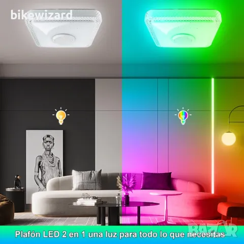 TOPBOS 30W LED таванна лампа с димируема светлина с Bluetooth високоговорител. 28х28 см. НОВА, снимка 2 - Други - 50336093