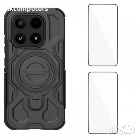 WANLONFENG KJ Калъф за Xiaomi 17 - PC+TPU, Скрита стойка, 2 стъкла, Голям отвор за камера, 4 цвята, снимка 5 - Резервни части за телефони - 53800540