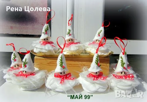 Бели пухкави ангелчета за коледа, снимка 5 - Коледни подаръци - 56103090