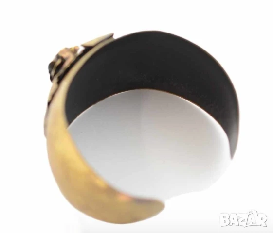 Старинна красива бронзова гривна с цветя и цирконии красота за твоята ръка, снимка 3 - Гривни - 51313910