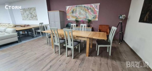 ПРОМОЦИЯ!!!Нова дървена разтегателна трапезна маса от дъб с шест стола, снимка 10 - Маси - 44149196