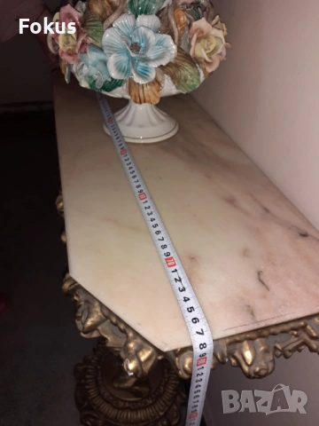 Страхотен бароков комплект дървена конзолна масичка с рамка, снимка 7 - Антикварни и старинни предмети - 53347529