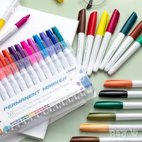Ohuhu Oahu Art Markers Alcohol Marker Set-перманентни маркери,комплект 30 цвята, снимка 9 - Ученически пособия, канцеларски материали - 52146474