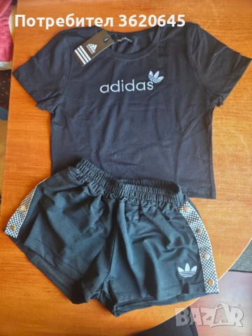 Дамски памучен комплект с бродирани лого, снимка 1