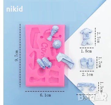 футбол купа топка футболист ръкавици игрище шал екип силиконов молд форма за украса декор торта фонд, снимка 2 - Форми - 13539135