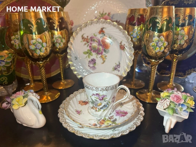 Circa 1894 наличие на няколко великолепни тройни сета съвместимост на чашката около 175 мл, , снимка 6 - Антикварни и старинни предмети - 52612675