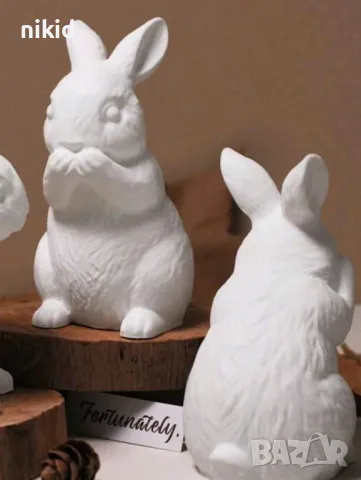 3D Изправен заек зайче с лапи на муцуна силиконов молд форма фондан шоколад гипс свещ декор смола, снимка 2 - Форми - 49561934