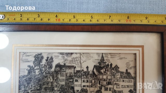 Стара авторска графика, снимка 5 - Антикварни и старинни предмети - 35931973