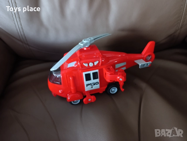 Спасителен хеликоптер със звуци и светлини, Червен, снимка 3 - Влакчета, самолети, хеликоптери - 52510581