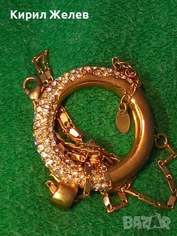 ПОЗЛАТЕНО МАРКОВО КОЛИЕ БРОНЗ ПЕНДАНТ МЕДАЛЬОН КРИСТАЛИ 91133, снимка 2 - Колиета, медальони, синджири - 29722233