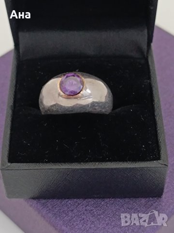 Красив сребърен пръстен маркиран с естествен камък #ДЗ, снимка 5 - Пръстени - 44321112