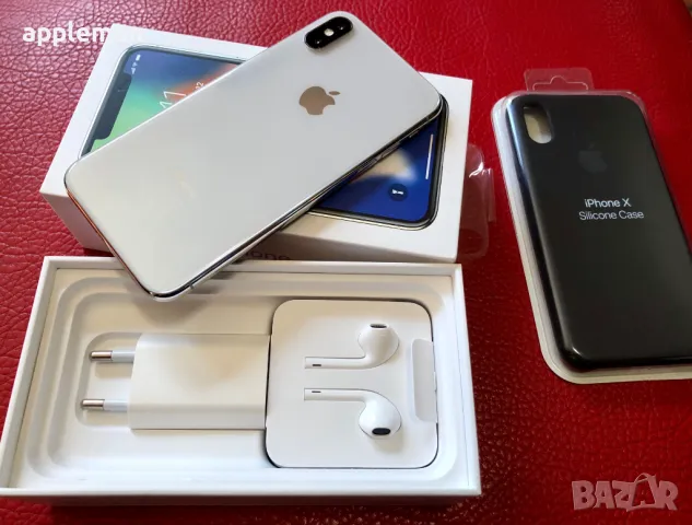 Apple iPhone X 64GB Silver Айфон 10 бял Бг меню 100% батерия