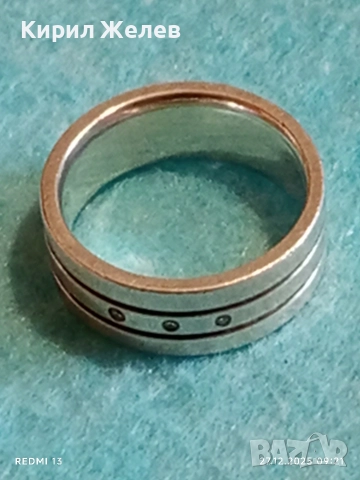 Сребърен пръстен тип халка с инкрустирани кристали Авторско Арт бижу 50123, снимка 9 - Пръстени - 52909442