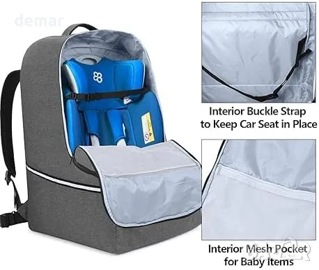 Калъф за детско столче за кола Teamoy с горна дръжка и светлоотразителни ленти, сиво, снимка 3 - Столчета за кола и колело - 47868842