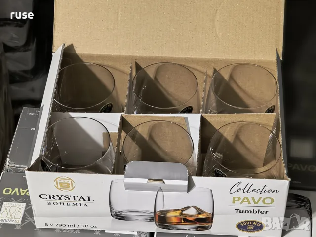 НОВИ! Комплект чаши за уиски Crystal Bohemia Pavo 290 ml ниски чаши за вода 6 броя, снимка 5 - Сервизи - 56117588