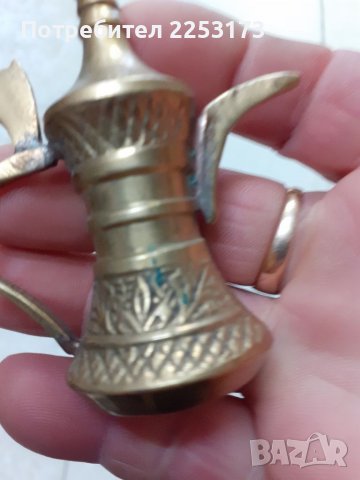 Месингово хаванче и малък ибрик-миниатюра, снимка 4 - Декорация за дома - 40021723