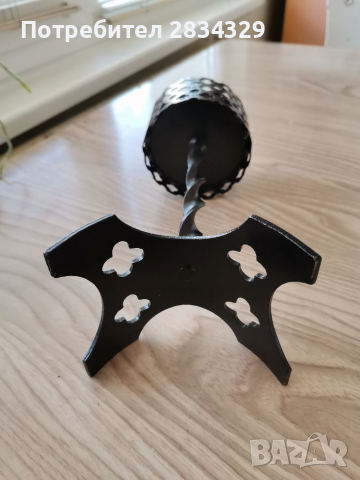 Свещник от ковано   желязо, височина 20 см, снимка 2 - Други - 36242641